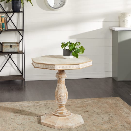 Brown Farmhouse Wood Accent Table, 30" x 28"